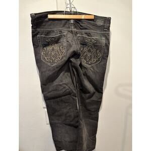 Crazy Y2k Archaic Jeans Size 38 X 34.5 Mens Embroidered Vintage Black